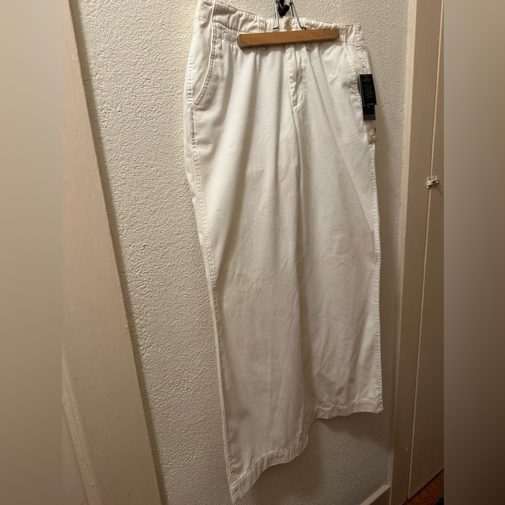 Lauren Ralph Lauren Pants Women White Cotton Biltmore Relaxed Fit Chino NWT Sz 8